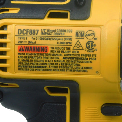 Dewalt DCF887B 20V 1/4inch Brushless 3-Speed Impact Driver DCF887