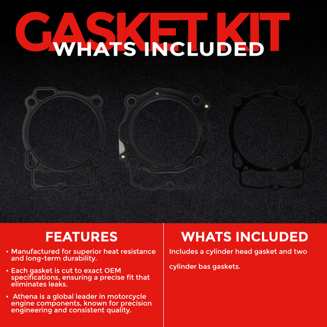 Athena R2706‑081 Race Gasket Kit for KTM 450 SX‑F (2016‑2024) – Includes Head Gasket & Two Base Gaskets for High‑Performance Rebuilds