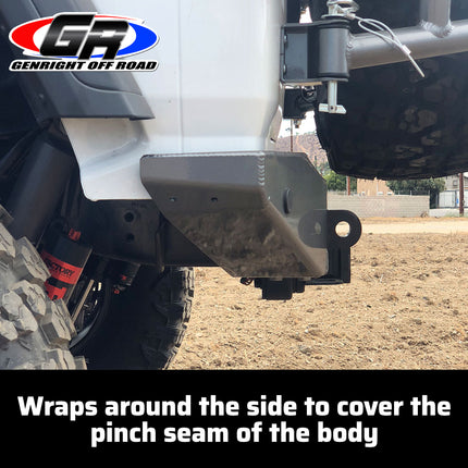 Gen-Right RBB-10220 Aluminum Rear Bumper for Jeep Wrangler JL / JLU - High Clearance with Tow Points, Factory Receiver Hitch Compatible, Bolt-On - Made in the USA
