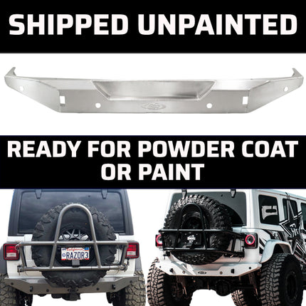 Gen-Right RBB-10220 Aluminum Rear Bumper for Jeep Wrangler JL / JLU - High Clearance with Tow Points, Factory Receiver Hitch Compatible, Bolt-On - Made in the USA