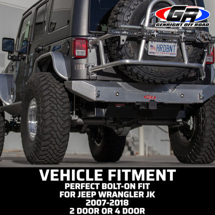 Gen-Right RBB-8220 Aluminum Rear Bumper for Jeep Wrangler JK & JKU - High Clearance, Direct Bolt-On, Lightweight - Made in the USA
