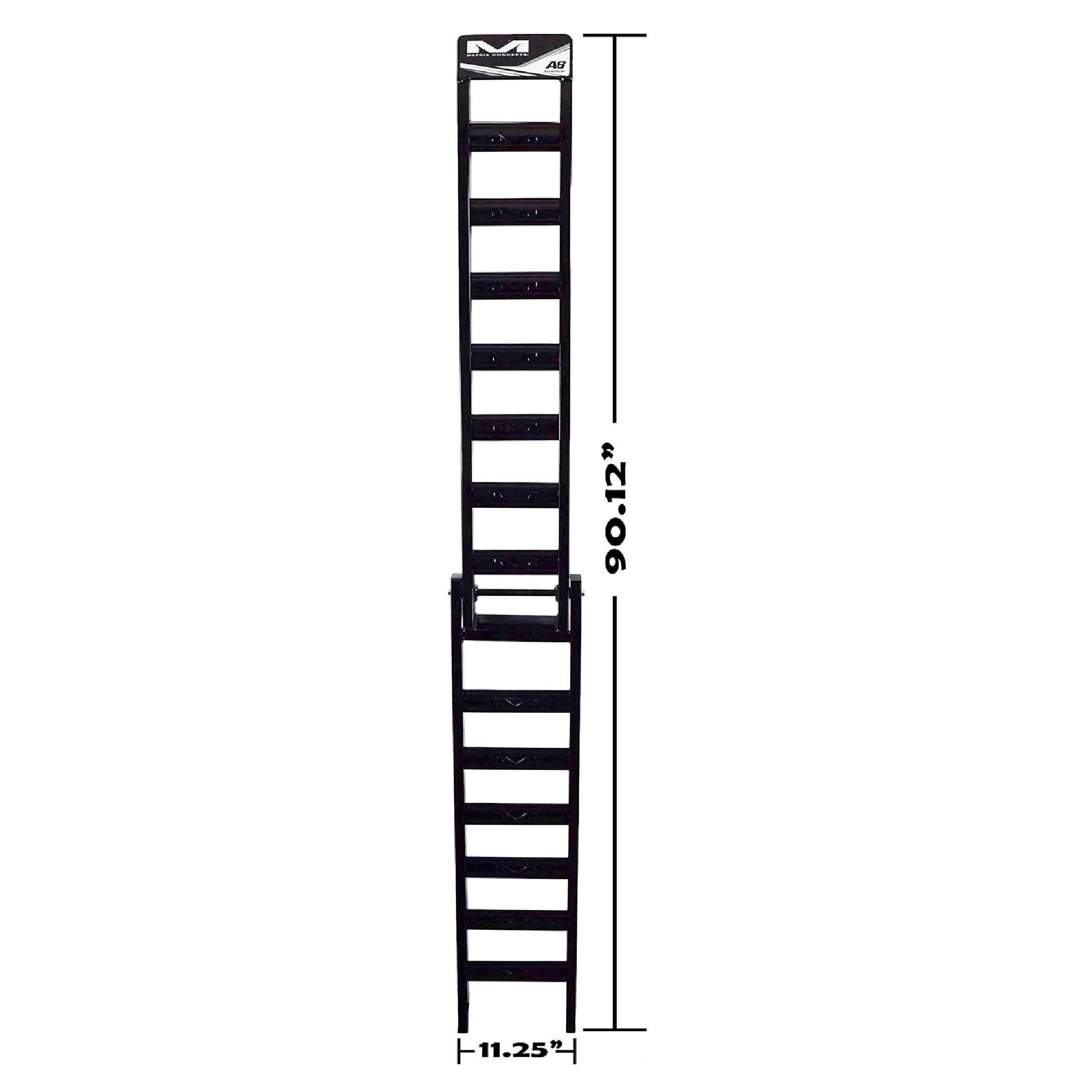 Matrix Concepts A8 8 ft Aluminum Ramp /Mass Depot Sticker Pack - Black | Folding 750 lb Loading Ramp for Motorcycle, ATV, UTV | 6061 Aircraft Aluminum | Rubber-Tipped, Arched Rungs & Safety Straps