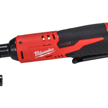Milwaukee 2457-20 12V Cordless 3/8″ Ratchet – 35 ft-lb Torque, 250 RPM, 10.75″ Length, 3/4″ Low-Profile Head, Variable Speed Trigger, LED Light, Steel Housing (Tool-Only)