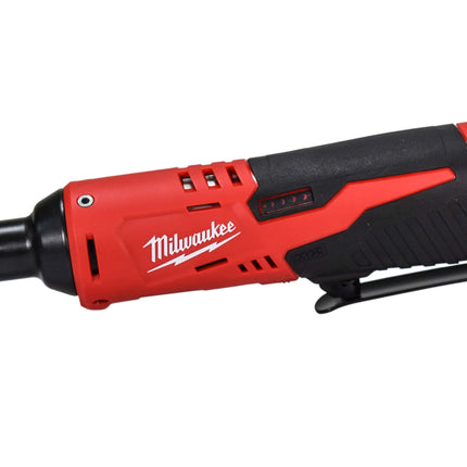 Milwaukee 2457-20 12V Cordless 3/8″ Ratchet – 35 ft-lb Torque, 250 RPM, 10.75″ Length, 3/4″ Low-Profile Head, Variable Speed Trigger, LED Light, Steel Housing (Tool-Only)