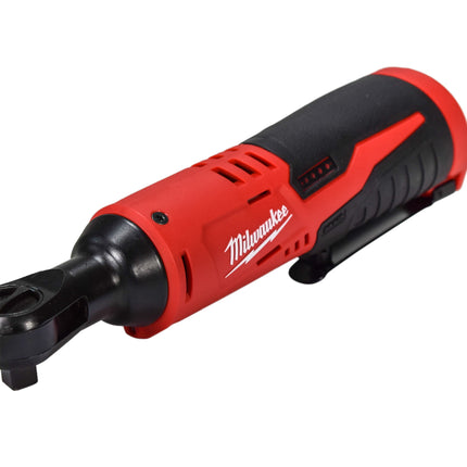 Milwaukee 2457-20 12V Cordless 3/8″ Ratchet – 35 ft-lb Torque, 250 RPM, 10.75″ Length, 3/4″ Low-Profile Head, Variable Speed Trigger, LED Light, Steel Housing (Tool-Only)