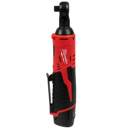 Milwaukee M12 3/8" Cordless Ratchet Kit, 12V, 35 ft-lbs Torque, 250 RPM, with 1.5Ah Battery, Charger, Tool Bag, and 3/8" to 1/4" Adapter, Compact Design (2457-21)