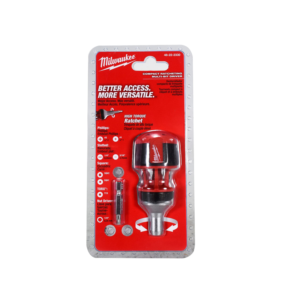 Milwaukee 48-22-2330 8-in-1 Compact Ratcheting Multi-Bit Screwdriver