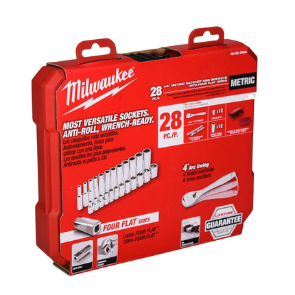 Milwaukee 48-22-9504 1/4" Drive 28pc Ratchet & Socket Set - Metric