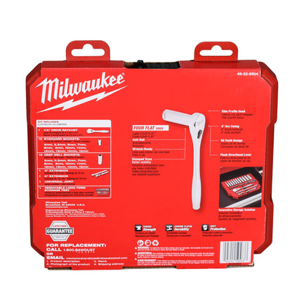 Milwaukee 48-22-9504 1/4" Drive 28pc Ratchet & Socket Set - Metric