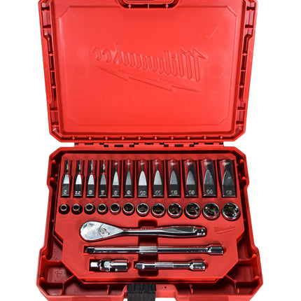 Milwaukee 48-22-9504 1/4" Drive 28pc Ratchet & Socket Set - Metric