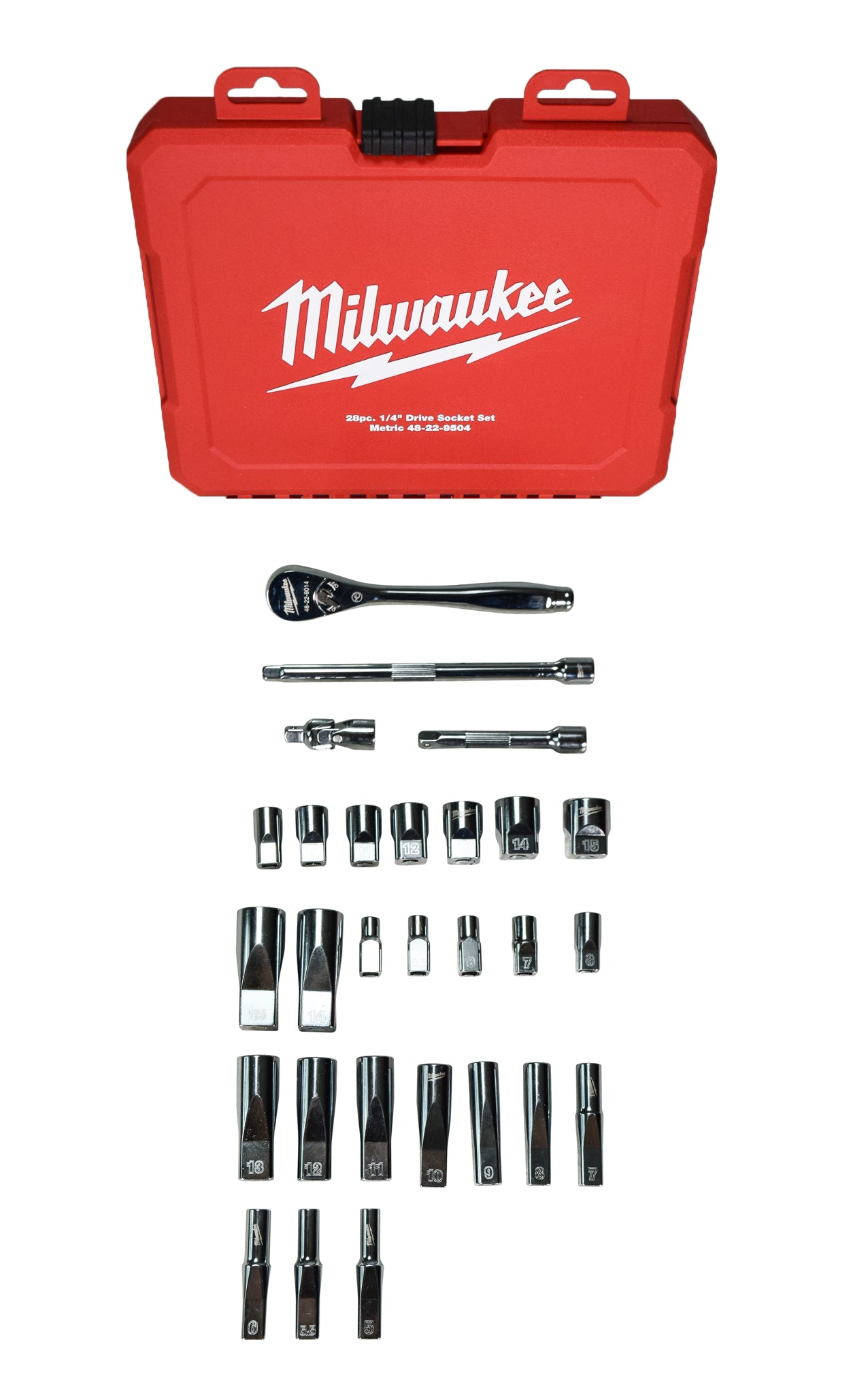 Milwaukee 48-22-9504 1/4" Drive 28pc Ratchet & Socket Set - Metric