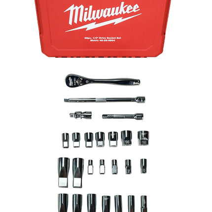 Milwaukee 48-22-9504 1/4" Drive 28pc Ratchet & Socket Set - Metric