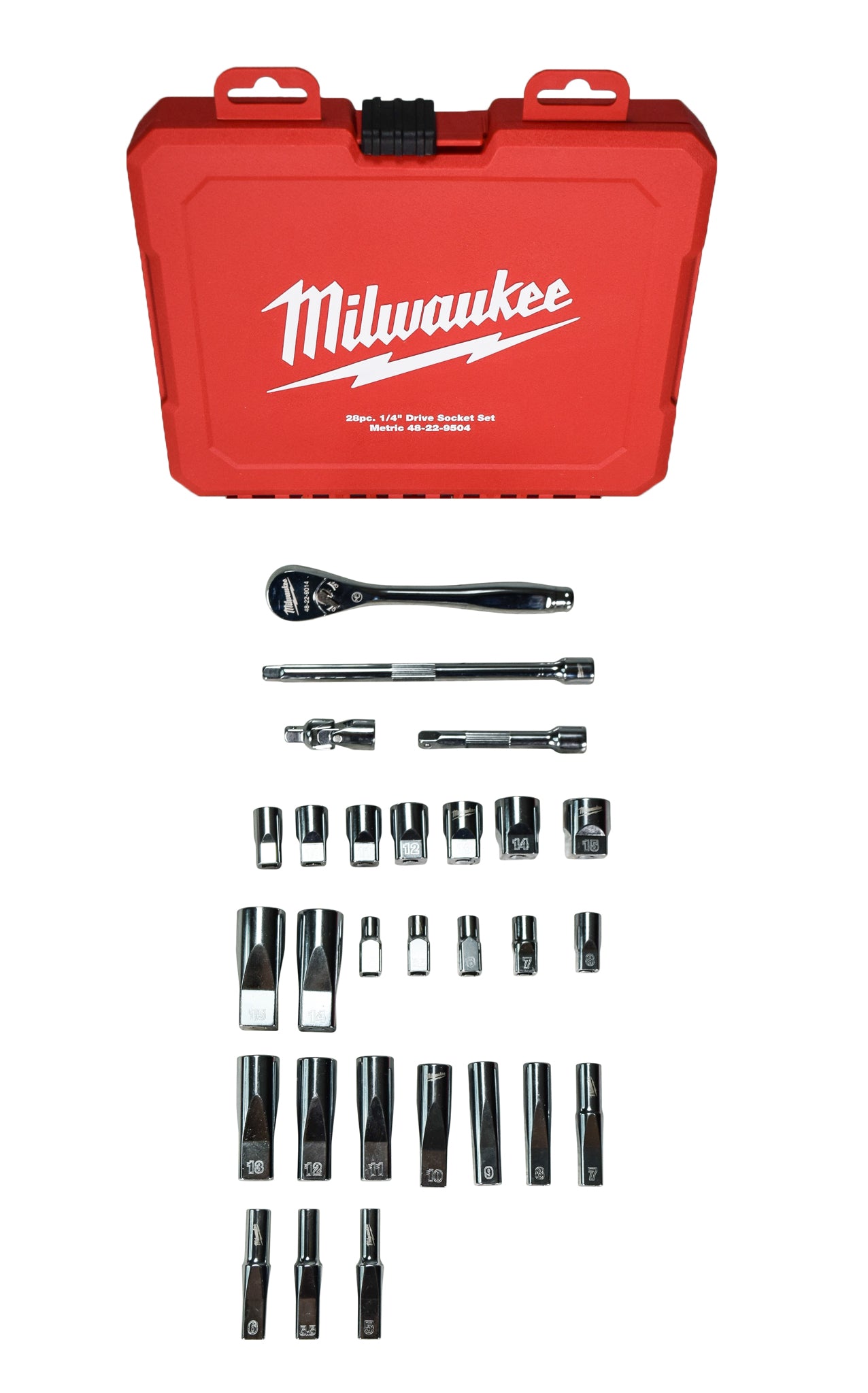 Milwaukee 48-22-9504 1/4" Drive 28pc Ratchet & Socket Set - Metric