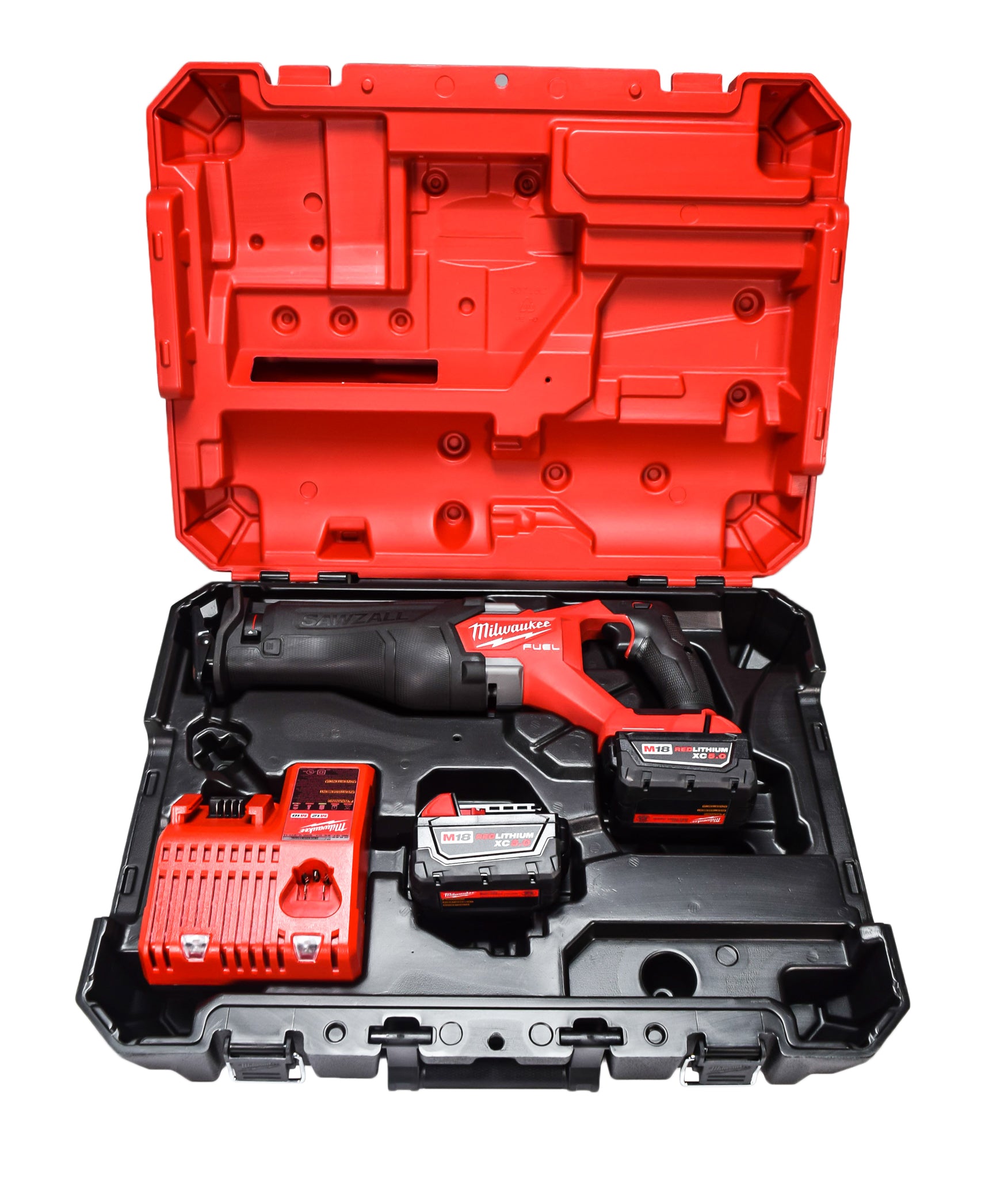 Milwaukee M18 FUEL 18-Volt Lithium-Ion Brushless Cordless Reciprocating Saw Kit W/two 5.0 Ah Batteries Charger & Hard Case 2821-22