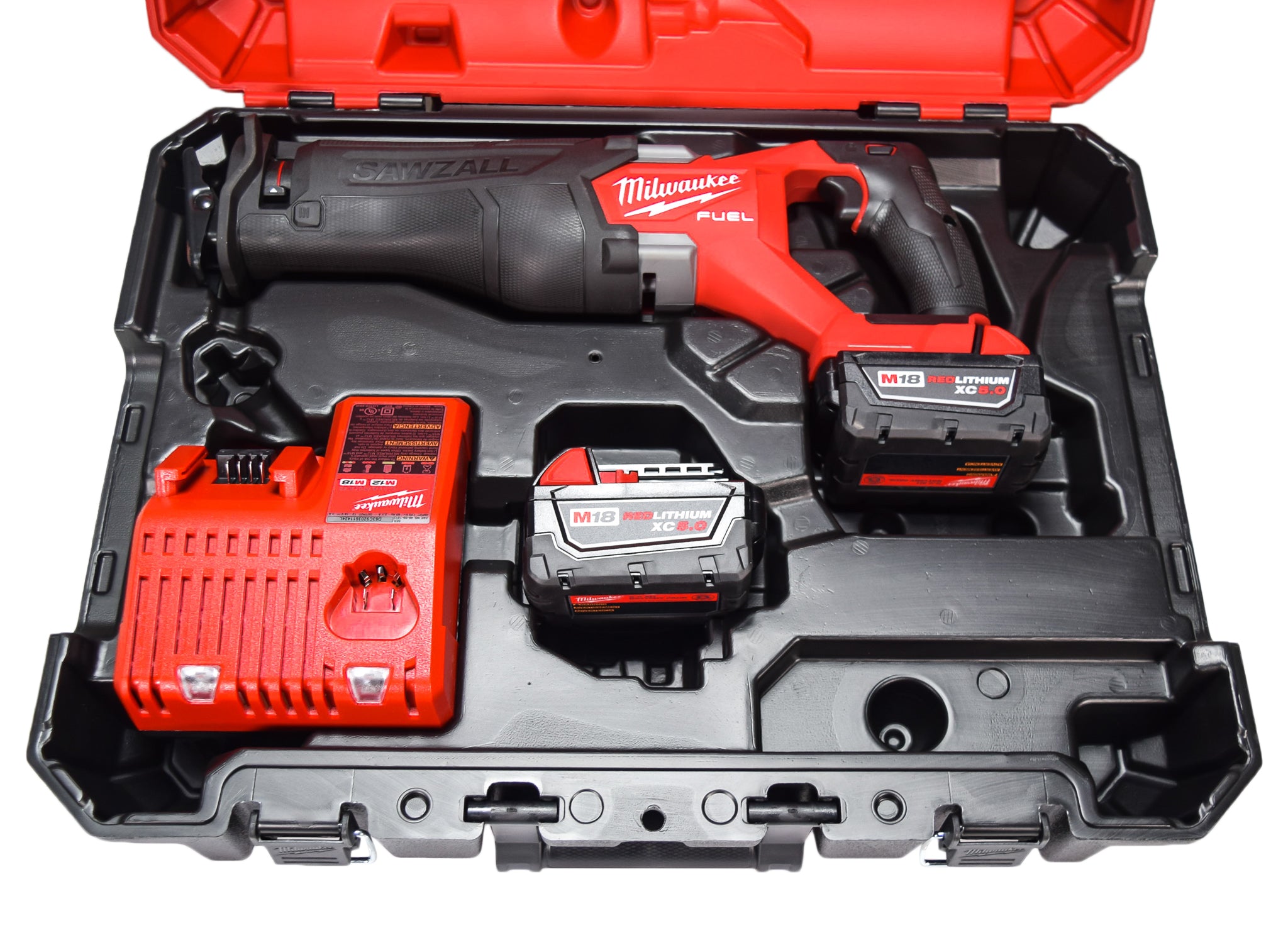 Milwaukee M18 FUEL 18-Volt Lithium-Ion Brushless Cordless Reciprocating Saw Kit W/two 5.0 Ah Batteries Charger & Hard Case 2821-22