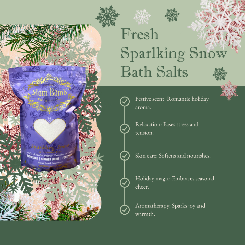 Mom Bomb Sparkling Snow Bath Soaks 3 lbs of Pure Tranquility
