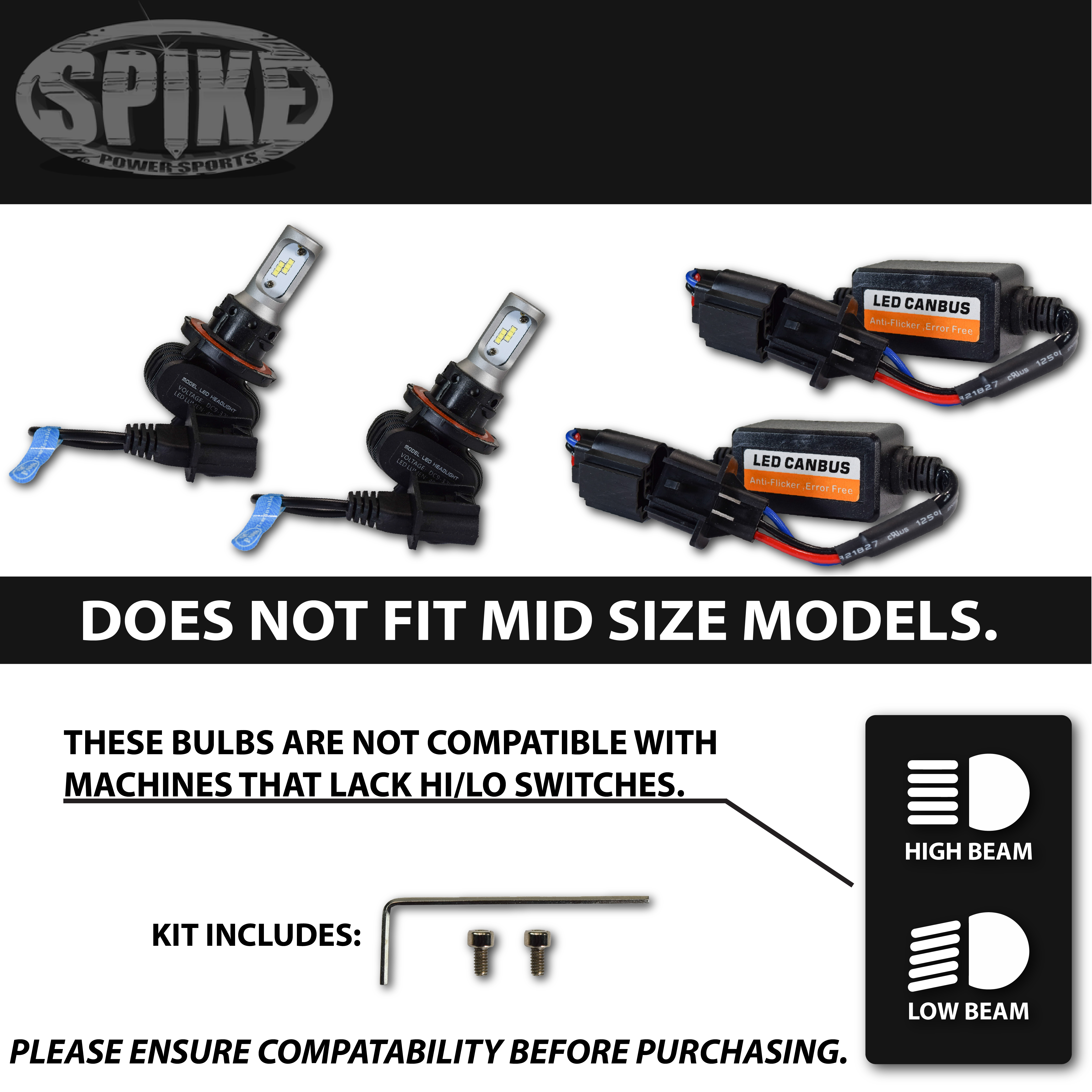 Spike 63-1293 LED Replacement Bulb Kit (ATV/UTV Polaris vehicles) with LED Filter