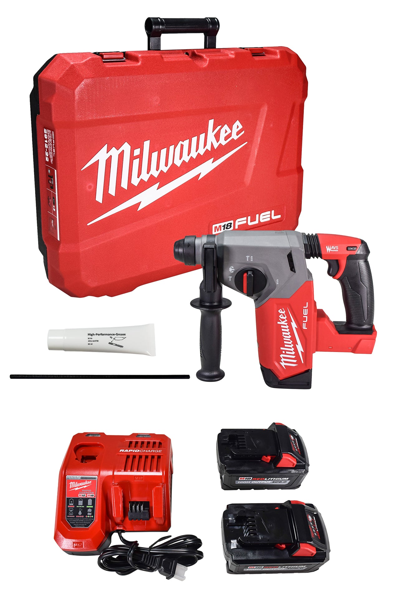 Milwaukee M18 FUEL 18-Volt Lithium-Ion Brushless 1 in. Cordless SDS-Plus Rotary Hammer Kit with Two 6.0 Ah Batteries (2912-22)
