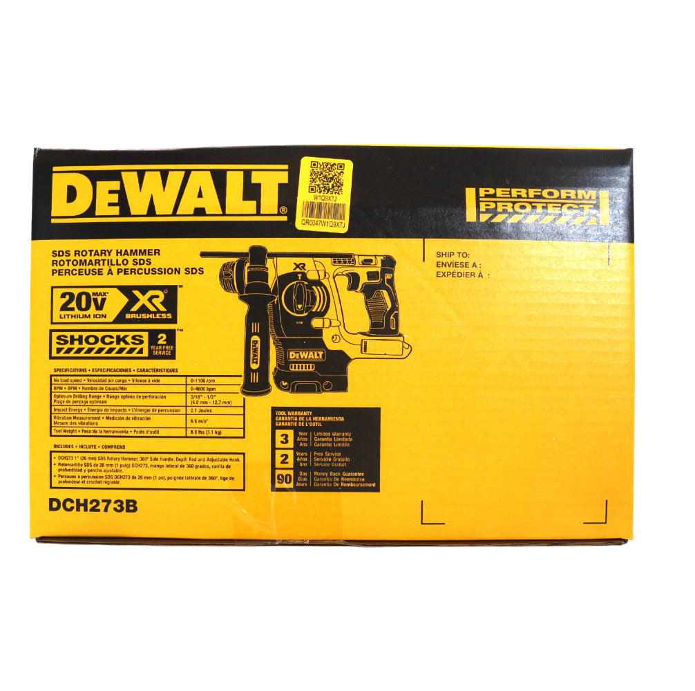 Dewalt DCH273B 20V MAX Cordless Lithium-Ion Brushless SDS 3-Mode 1 in. Rotary Hammer w/ (2) DCB205 5.0Ah XR Battery