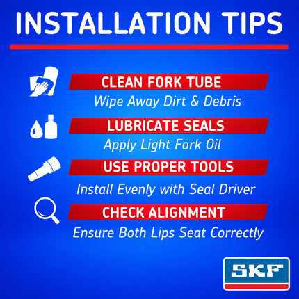 SKF DUAL-45S Fork Seal Kit for Showa 45 mm Motorcycle Fork Suspension Dual-Compound, Fits Showa 45 mm, Premium Low Friction Oil Dust Seals, Dirt Bike MX Offroad Motorcycle Front Fork Rebuild.