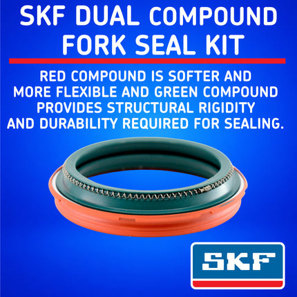 SKF DUAL-48S Dual Compound Fork Seal Kit for Showa 48 mm - Fork Suspension Dual-Compound, Fits Showa 48 mm, Ultimate Low Friction Oil Dust Seals, Dirt Bike MX Offroad Motorcycle Front Fork Rebuild.