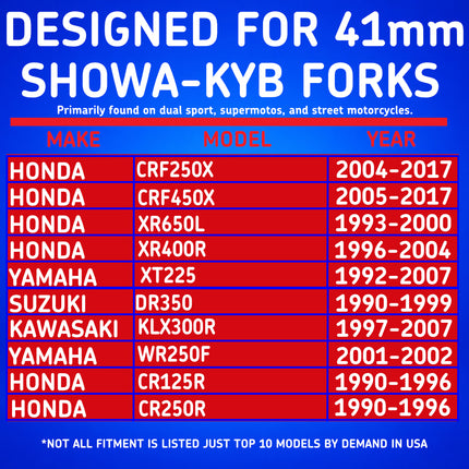 SKF KITB-41K Black Fork Seal Kit for Kayaba 41mm Motorcycle Fork Suspension Black, Fits Kayaba 41 mm, Premium Replacement Oil Dust Seals, Dirt Bike MX Offroad Motorcycle Front Fork Rebuild Kit Item.