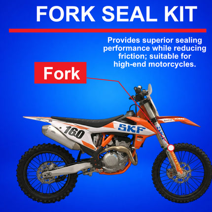 SKF KITB-43K Black Fork Seal Kit for Kayaba 43mm Motorcycle Fork Suspension Black, Fits Kayaba 43 mm, Premium Replacement Oil Dust Seals, Dirt Bike MX Offroad Motorcycle Front Fork Rebuild Kit Item.