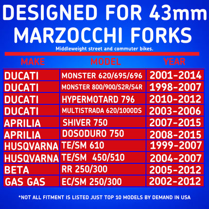 SKF KITG-43M Fork Seal Kit for Marzocchi 43 mm Motorcycle Fork Suspension Fits Marzocchi 43 mm, Premium Replacement Oil Dust Seals, Dirt Bike MX Offroad Motorcycle Front Fork Rebuild Kit Component.