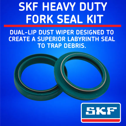 SKF KITG-47S-HD Fork Seal Kit for Showa 47 mm Motorcycle Fork Suspension Heavy-Duty Green, Fits Showa 47 mm, Premium Replacement Oil Dust Seals, Dirt Bike MX Offroad Motorcycle Front Fork Rebuild.