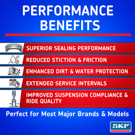 SKF MTB32F Fork Seal Kit for Fox 32 mm Motorcycle Fork Suspension (16-24) Fits Fox 32 mm (Model Years 2016-2024), Premium Low Friction Oil Seals, Wiper Kit, Mountain Bike MTB Cycling Front Fork.