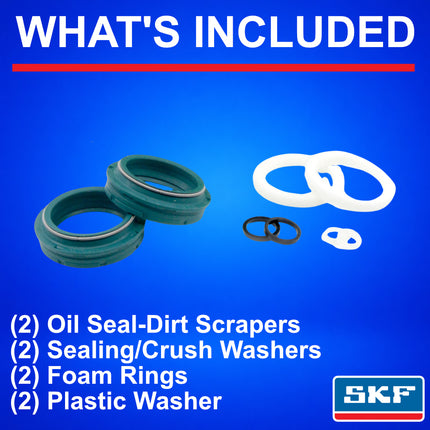SKF MTB34F Fork Seal Kit for Fox 34 mm Motorcycle Fork Suspension (12-15) Fits Fox 34 mm (Model Years 2012-2015), Premium Low Friction Oil Seals, Wiper Kit, Mountain Bike MTB Cycling Front Fork.