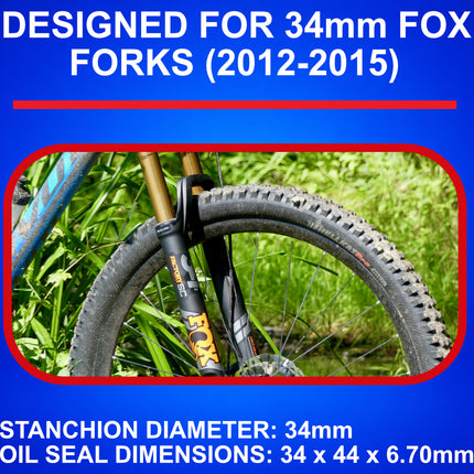 SKF MTB34F Fork Seal Kit for Fox 34 mm Motorcycle Fork Suspension (12-15) Fits Fox 34 mm (Model Years 2012-2015), Premium Low Friction Oil Seals, Wiper Kit, Mountain Bike MTB Cycling Front Fork.