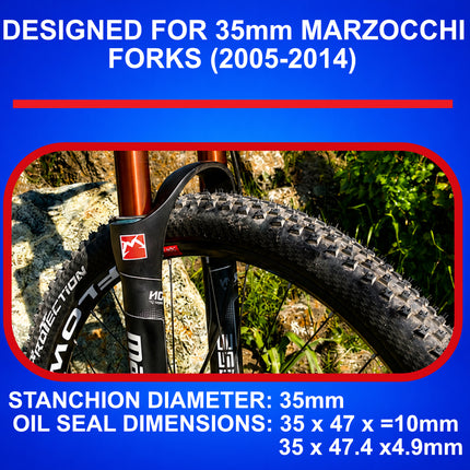 SKF MTB35M Fork Seal Kit, Marzocchi 35 mm 4-Piece Kit, Fits Marzocchi 35 mm, Premium Low Friction Replacement Oil Seals, Mountain Bike MTB Cycling Front Fork.