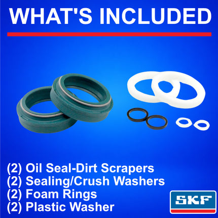 SKF MTB35R Fork Seal Kit, Fits RockShox 35 mm, Premium Replacement Oil Seals, Wiper Kit, Mountain Bike MTB Cycling Front Fork Service Maintenance.