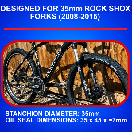 SKF MTB35R Fork Seal Kit, Fits RockShox 35 mm, Premium Replacement Oil Seals, Wiper Kit, Mountain Bike MTB Cycling Front Fork Service Maintenance.