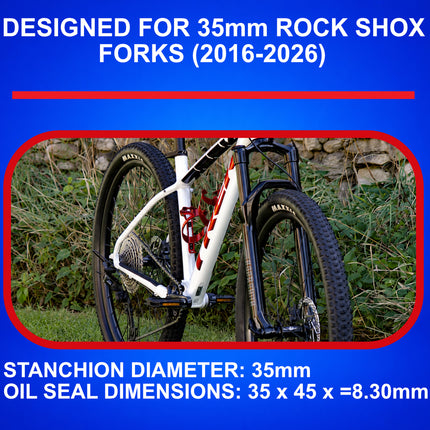 SKF MTB35RN Fork Seal Kit, Fits RockShox 35 mm, Premium Replacement Oil Seals, Wiper Kit, Mountain Bike MTB Cycling Front Fork Overhaul.