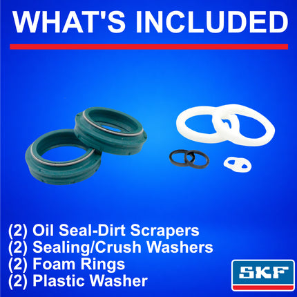 SKF MTB36F Fork Seal Kit for Fox 36mm Mountain Bike Suspension 07-14 Fits Fox 36 mm (Model Years 2007-2014), Premium Low Friction Oil Seals, Wiper Kit, Mountain Bike MTB Cycling Front Fork.