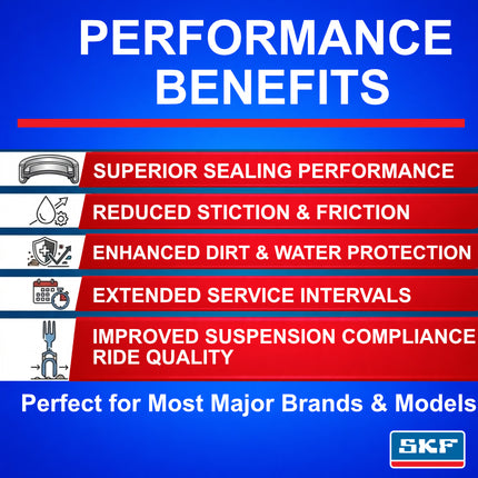 SKF MTB36FN Fork Seal Kit for Fox 36mm Mountain Bike Suspension 15-26 Fits Fox 36 mm (Model Years 2015-2026), Premium Low Friction Oil Seals, Wiper Kit, Mountain Bike MTB Cycling Front Fork.