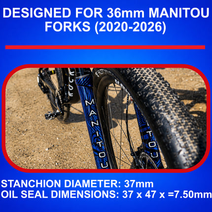 SKF MTB37MU Fork Seal Kit for Manitou 37mm Mountain Bike Suspension Fits Manitou 37 mm, Premium Replacement Oil Seals, Wiper Kit, Mountain Bike MTB Cycling Front Fork Service Maintenance.