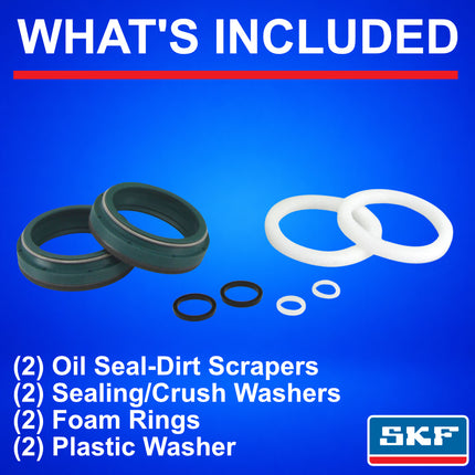 SKF MTB38FN Fork Seal Kit for Fox 38mm Mountain Bike Suspension Fits Fox 38 mm, Premium Replacement Oil Seals, Wiper Kit, Mountain Bike MTB Cycling Front Fork Service Maintenance Items.