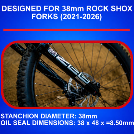 SKF MTB38RN Fork Seal Kit for Rockshox 38mm Mountain Bike Suspension Fits RockShox 38 mm, Premium Replacement Oil Seals, Wiper Kit, Mountain Bike MTB Cycling Front Fork Service Maintenance.