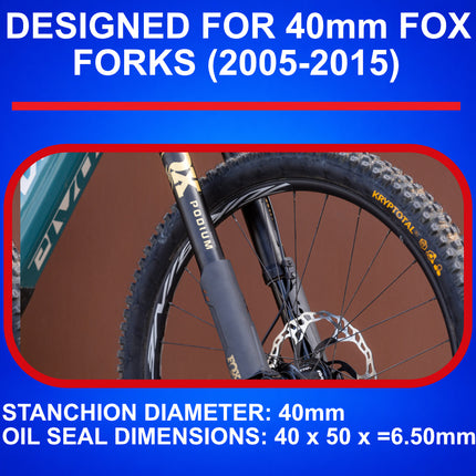 SKF MTB40F Fork Seal Kit for Fox 40mm Mountain Bike Suspension 05-15 Fits Fox 40 mm (Model Years 2005-2015), Premium Low Friction Oil Seals, Wiper Kit, Mountain Bike MTB Cycling Front Fork.