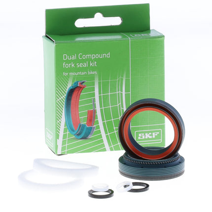 SKF MTBDUAL-32FN Fork Seal Kit for Fox 32 mm Motorcycle Fork Suspension Dual-Compound Design, Fits Fox 32 mm, Ultimate Sealing Power, Low Friction Oil Seals, Mountain Bike MTB Cycling Fork.