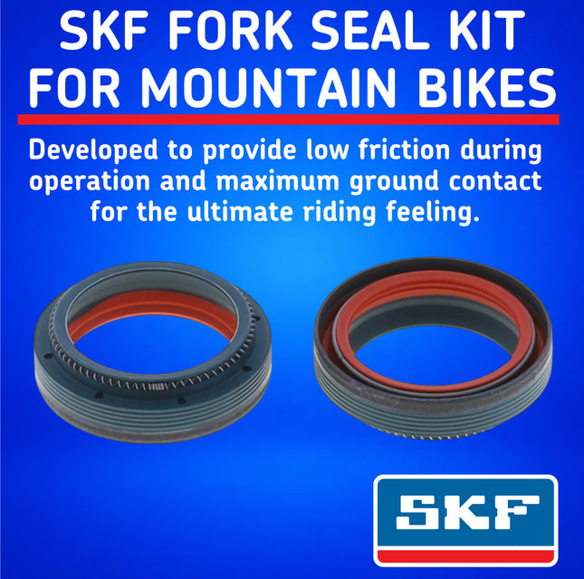 SKF MTBDUAL-32RN Fork Seal Kit for Rockshox 32mm Motorcycle Fork Suspension Dual-Compound Design, Fits RockShox 32mm, Ultimate Sealing Power, Low Friction Oil Seals, Mountain Bike MTB Cycling Fork.