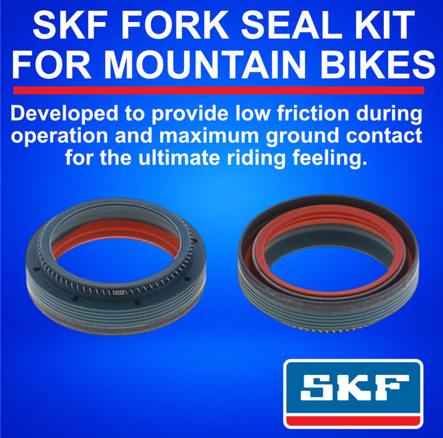 SKF MTBDUAL-34FN Fork Seal Kit for Fox 34 mm Motorcycle Fork Suspension Dual-Compound Design, Fits Fox 34 mm, Ultimate Sealing Power, Low Friction Oil Seals, Mountain Bike MTB Cycling Fork.