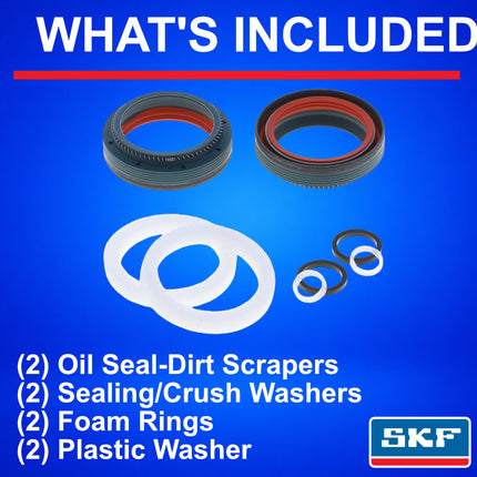 SKF MTBDUAL-34FN Fork Seal Kit for Fox 34 mm Motorcycle Fork Suspension Dual-Compound Design, Fits Fox 34 mm, Ultimate Sealing Power, Low Friction Oil Seals, Mountain Bike MTB Cycling Fork.