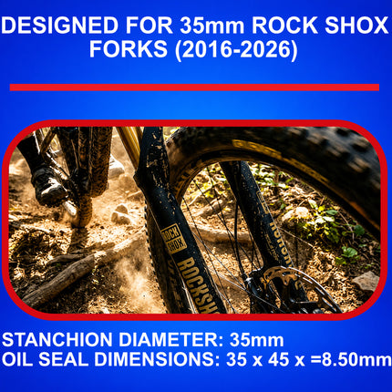 SKF MTBDUAL-35RN Dual Compound Fork Seal Kit, Rockshox 35 mm Dual-Compound Design, Fits RockShox 35 mm, Ultimate Sealing Power, Low Friction Oil Seals, Mountain Bike MTB Cycling Fork.