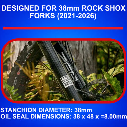 SKF MTBDUAL-38FRN Dual Compound Seal for Fox Rockshox 38mm MTB Bike Dual-Compound, Fits Fox and RockShox 38 mm, Premium Performance Protection Oil Seals, Mountain Bike MTB Cycling Fork Kit.