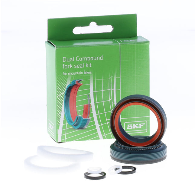 SKF MTBDUAL-40FN Dual Compound Seal Kit for Fox 40mm Mountain Bike Dual-Compound Design, Fits Fox 40 mm, Ultimate Sealing Power, Low Friction Oil Seals, Mountain Bike MTB Cycling Fork.