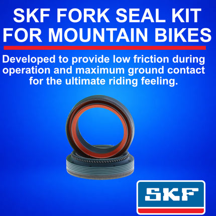 SKF MTBDUAL-40FN Dual Compound Seal Kit for Fox 40mm Mountain Bike Dual-Compound Design, Fits Fox 40 mm, Ultimate Sealing Power, Low Friction Oil Seals, Mountain Bike MTB Cycling Fork.